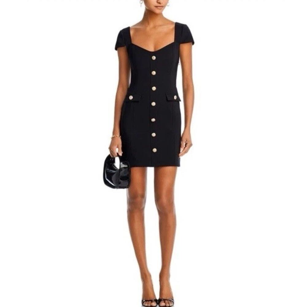 Generation Love Quillan Button Front Black Short Sleeve Mini Dress Sz S NWT $325